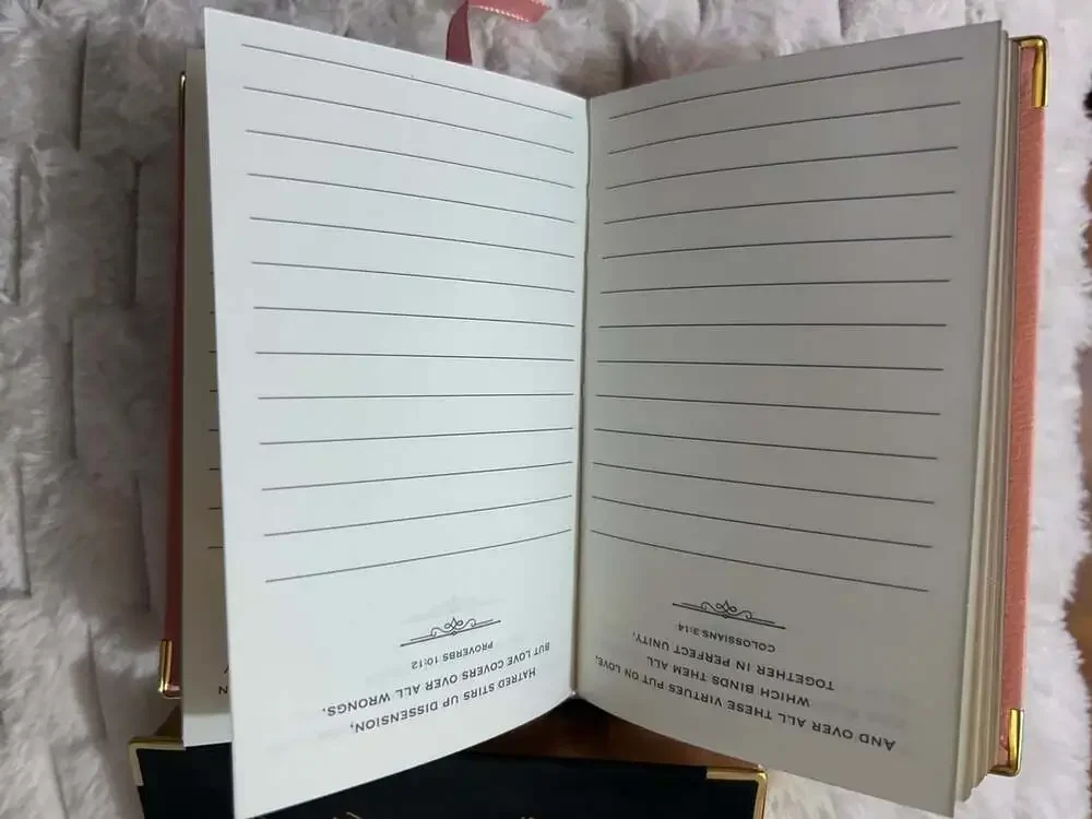 Daily Prayer Journal with 365 Bible Verses Pink Faux Leather Journal